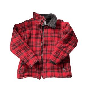 Vintage Wool plaid coat with teddy lining shirt coat Shacket